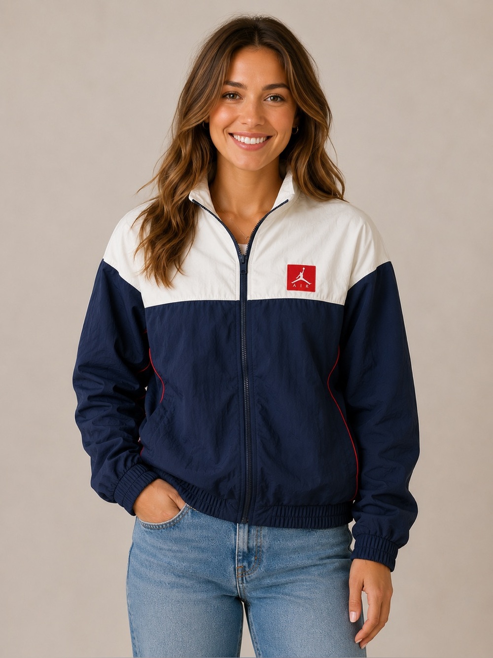 Nike Jordan Windbreaker Women XXL Navy White Excellent Tinker Hatfield Flight